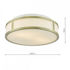 ROY5075 Royce 2 Light Bathroom Flush Matt Antique Brass and Opal Glass IP44