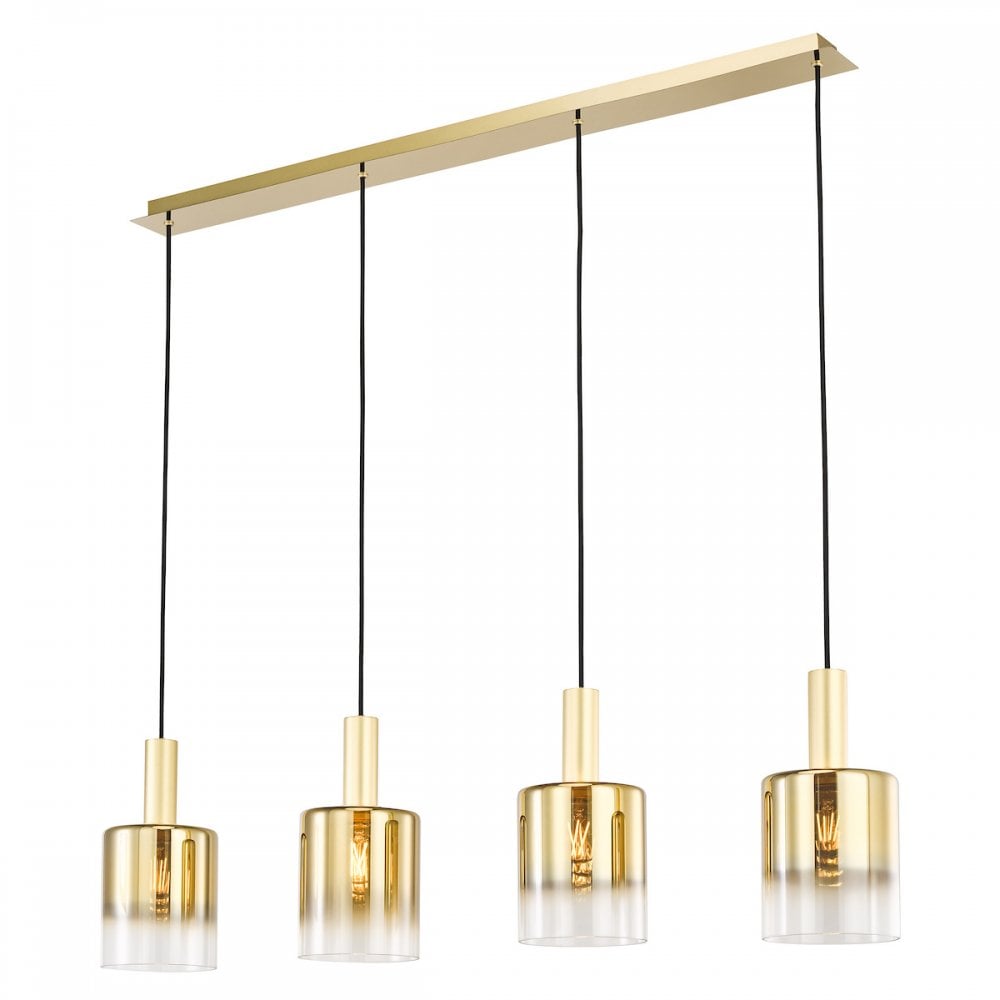 SAV0435 Savannah 4 Light Bar Pendant Satin Gold and Gold Ombre Glass