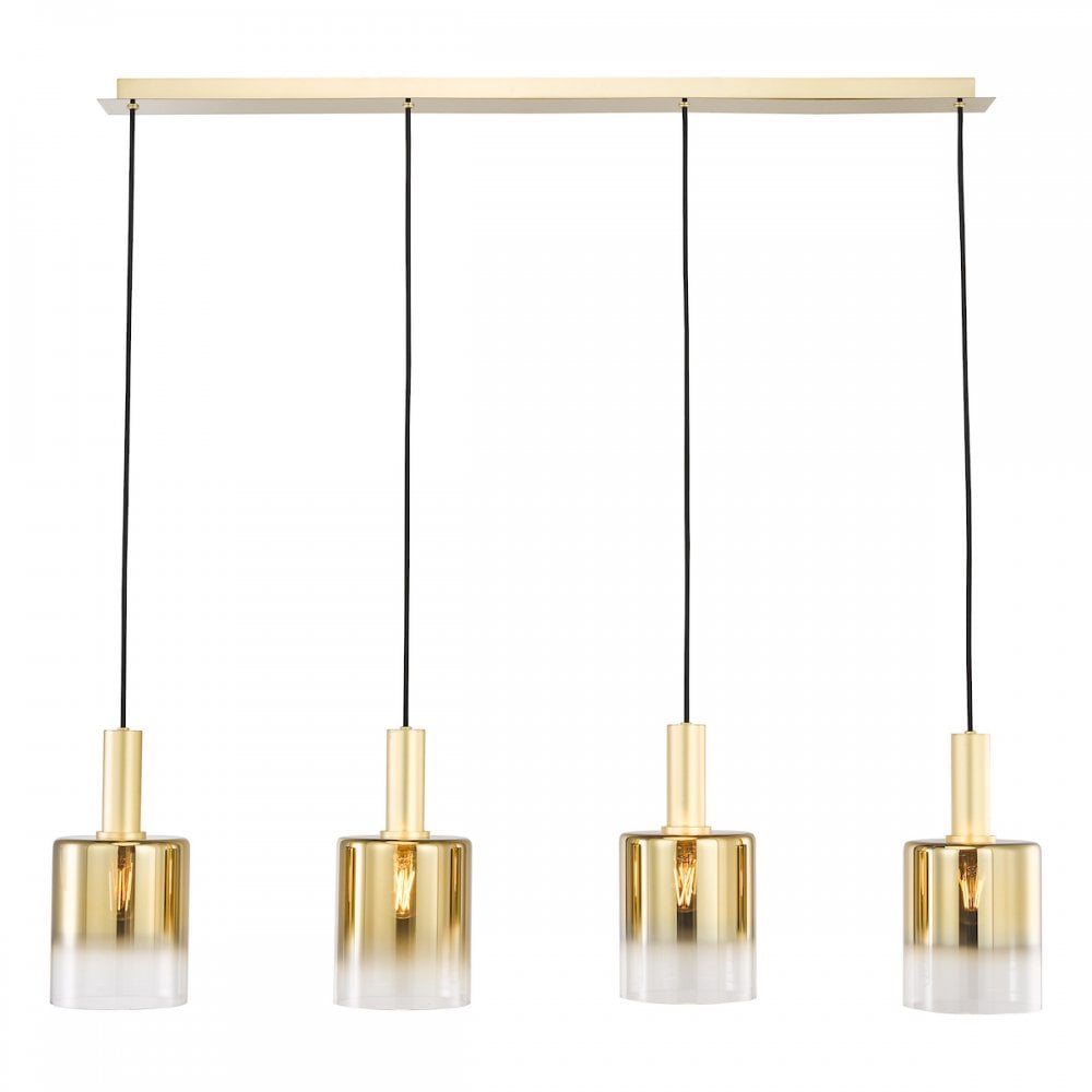SAV0435 Savannah 4 Light Bar Pendant Satin Gold and Gold Ombre Glass