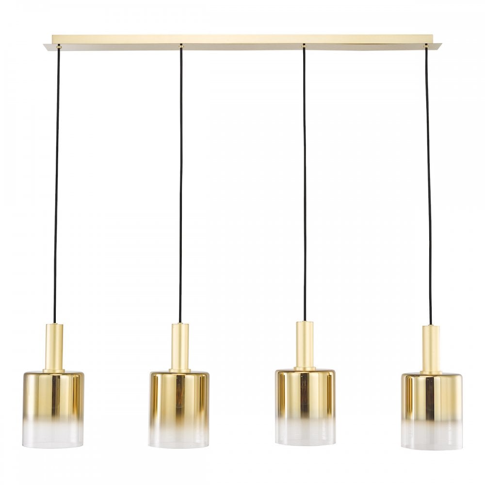 SAV0435 Savannah 4 Light Bar Pendant Satin Gold and Gold Ombre Glass