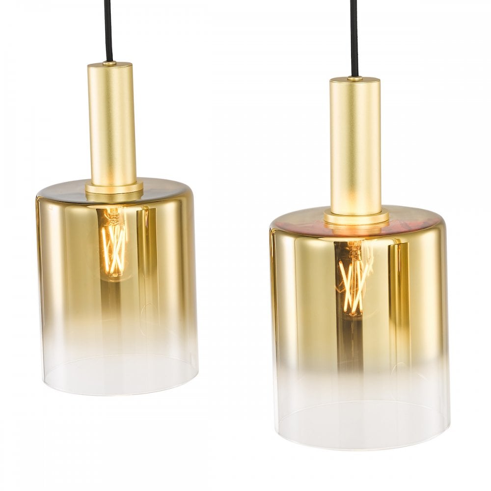 SAV0435 Savannah 4 Light Bar Pendant Satin Gold and Gold Ombre Glass
