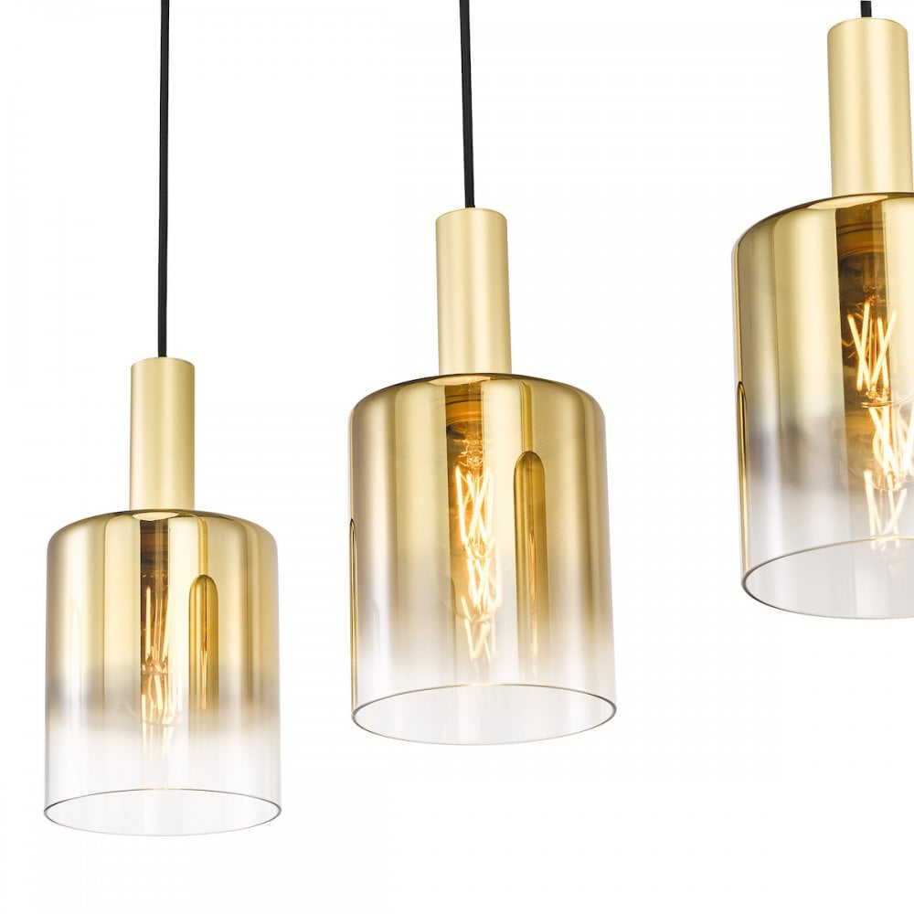 SAV0435 Savannah 4 Light Bar Pendant Satin Gold and Gold Ombre Glass