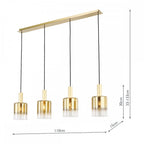 SAV0435 Savannah 4 Light Bar Pendant Satin Gold and Gold Ombre Glass