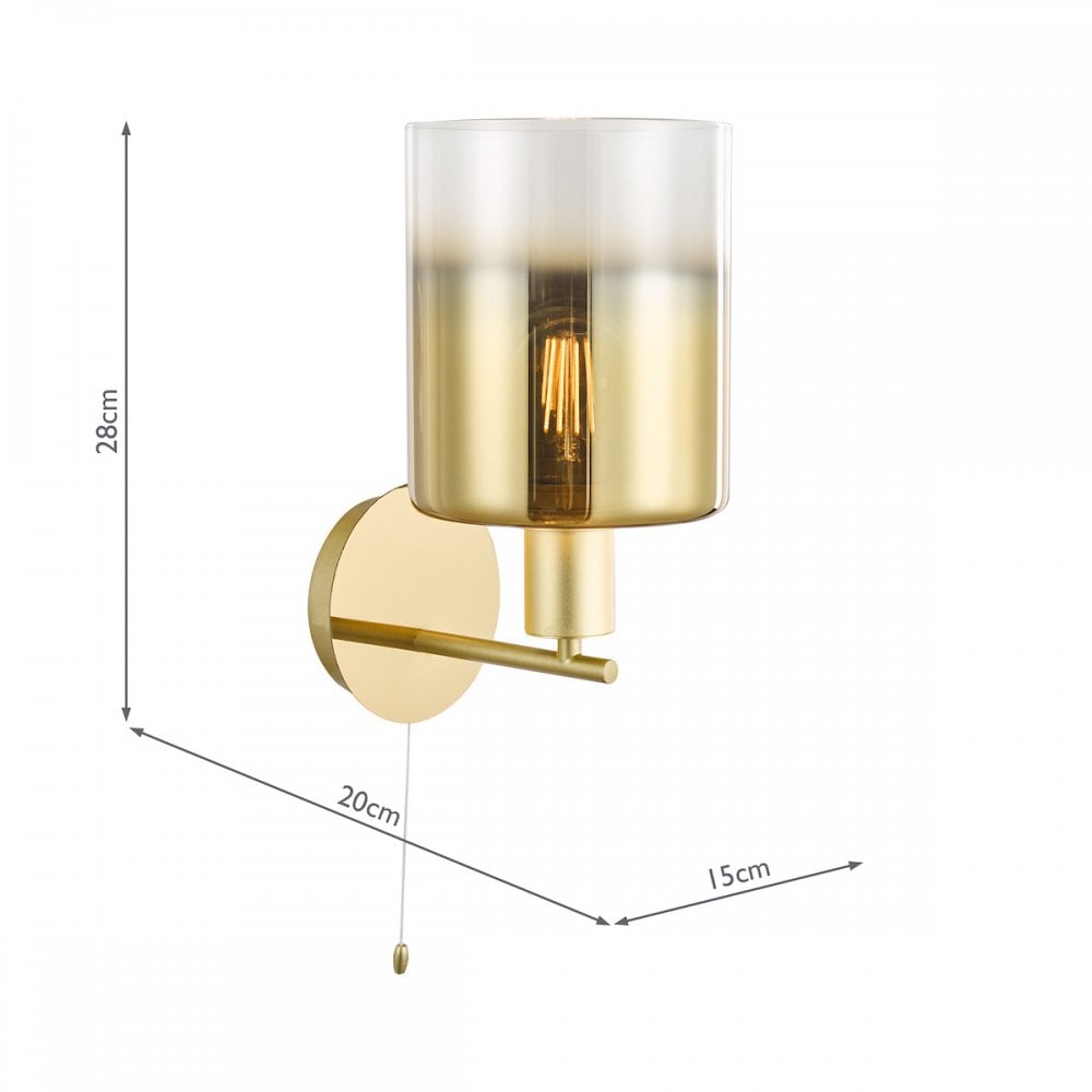 SAV0735 Savannah Wall Light Satin Gold and Gold Ombre Glass