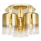 SAV5335 Savannah 3 Light Flush Satin Gold and Gold Ombre Glass