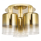SAV5335 Savannah 3 Light Flush Satin Gold and Gold Ombre Glass