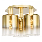 SAV5335 Savannah 3 Light Flush Satin Gold and Gold Ombre Glass