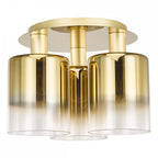 SAV5335 Savannah 3 Light Flush Satin Gold and Gold Ombre Glass