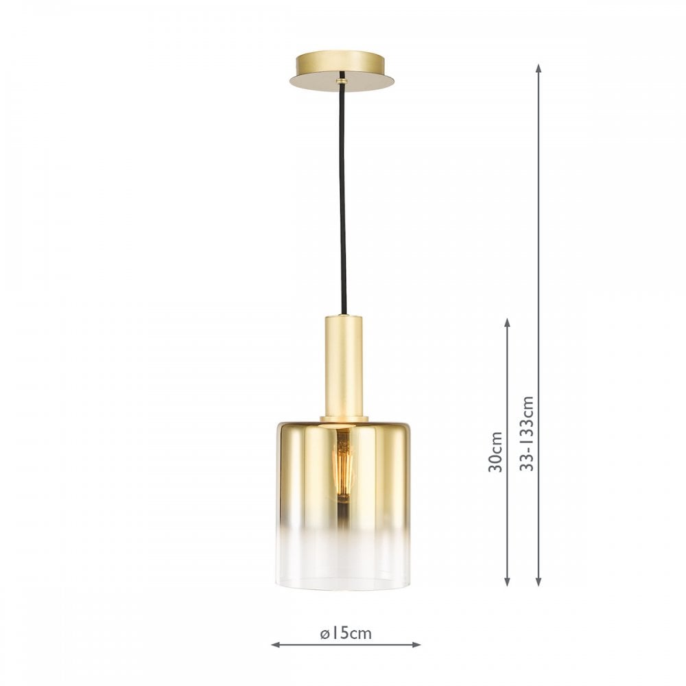 SAV8635 Savannah Pendant Satin Gold and Gold Ombre Glass