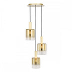 SAV8835 Savannah 3 Light Cluster Pendant Satin Gold and Gold Ombre Glass
