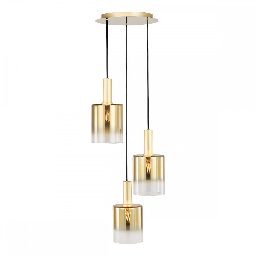 SAV8835 Savannah 3 Light Cluster Pendant Satin Gold and Gold Ombre Glass