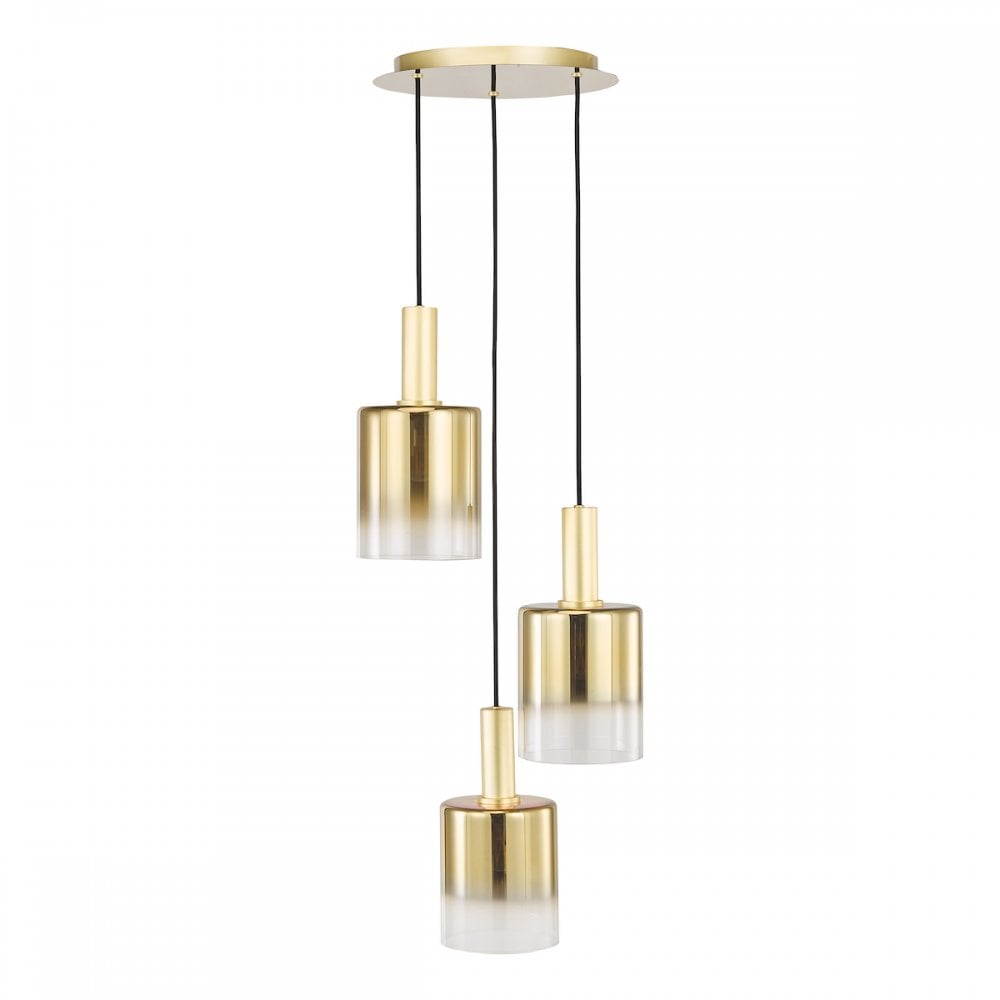 SAV8835 Savannah 3 Light Cluster Pendant Satin Gold and Gold Ombre Glass