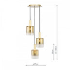SAV8835 Savannah 3 Light Cluster Pendant Satin Gold and Gold Ombre Glass