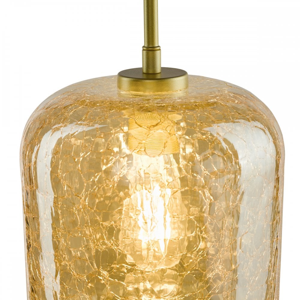 TAV0106 Tavia Pendant Satin Gold and Amber Glass