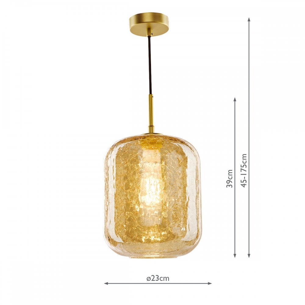 TAV0106 Tavia Pendant Satin Gold and Amber Glass