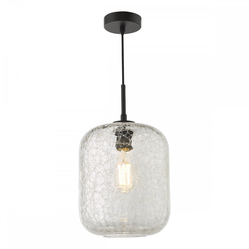 TAV0108 Tavia Pendant Matt Black and Glass