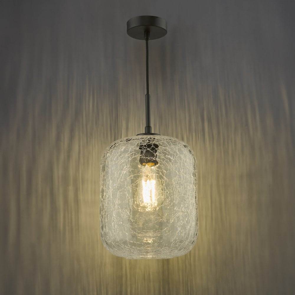 TAV0108 Tavia Pendant Matt Black and Glass