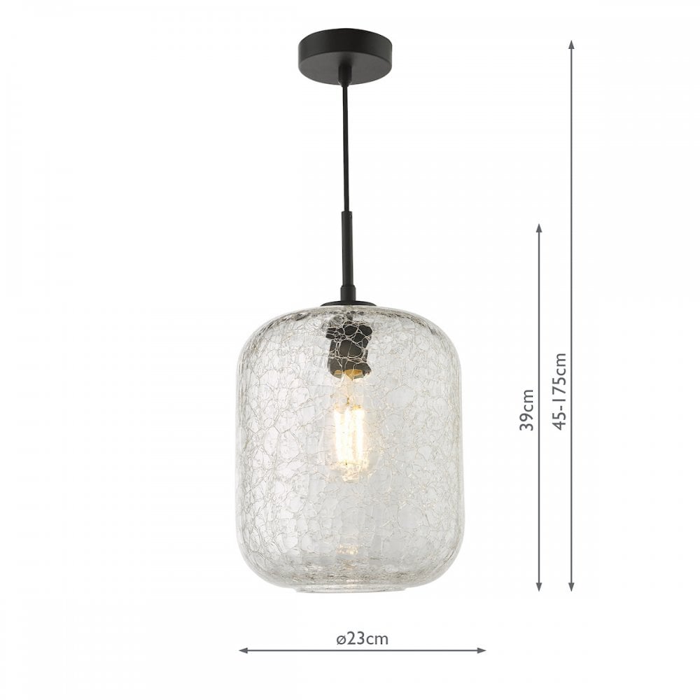 TAV0108 Tavia Pendant Matt Black and Glass