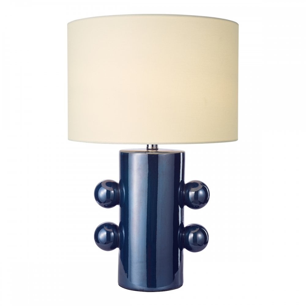 TIS4223 Tisha Table Lamp Blue and Polished Chrome With Shade