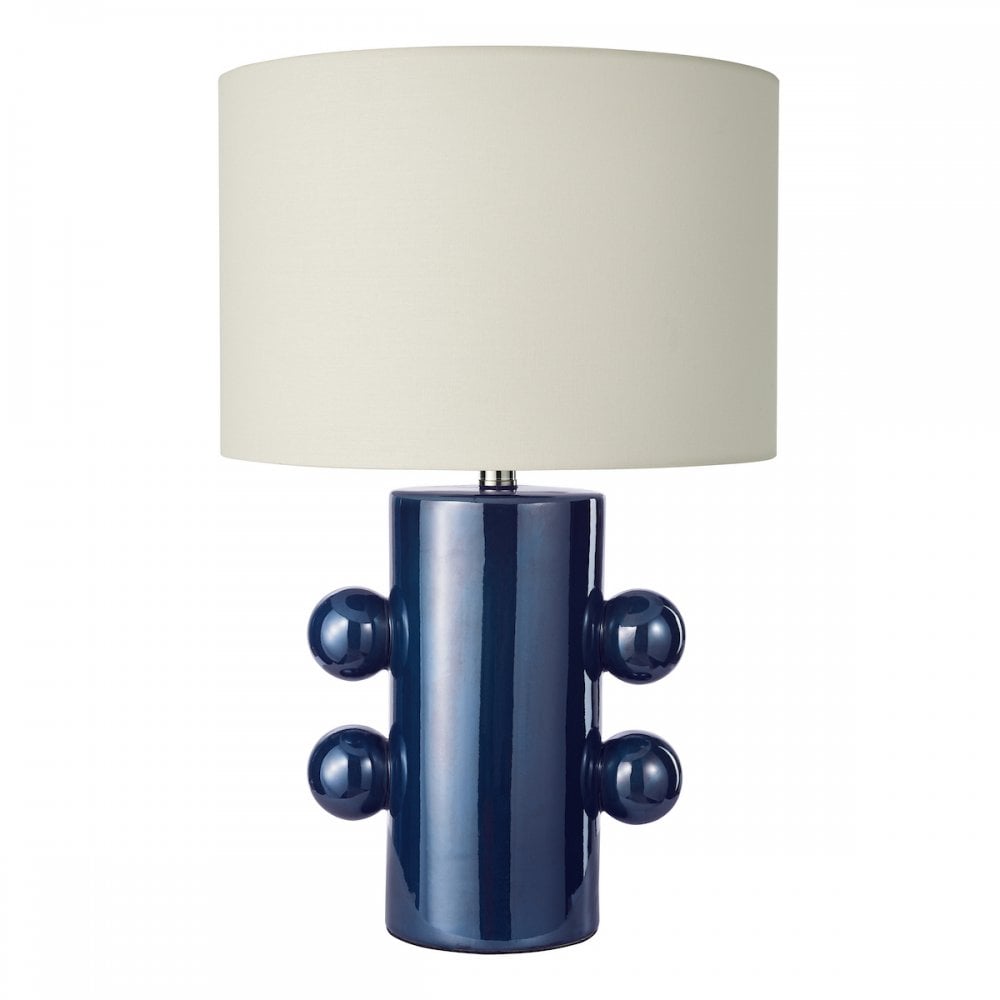 TIS4223 Tisha Table Lamp Blue and Polished Chrome With Shade
