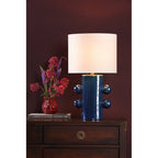 TIS4223 Tisha Table Lamp Blue and Polished Chrome With Shade