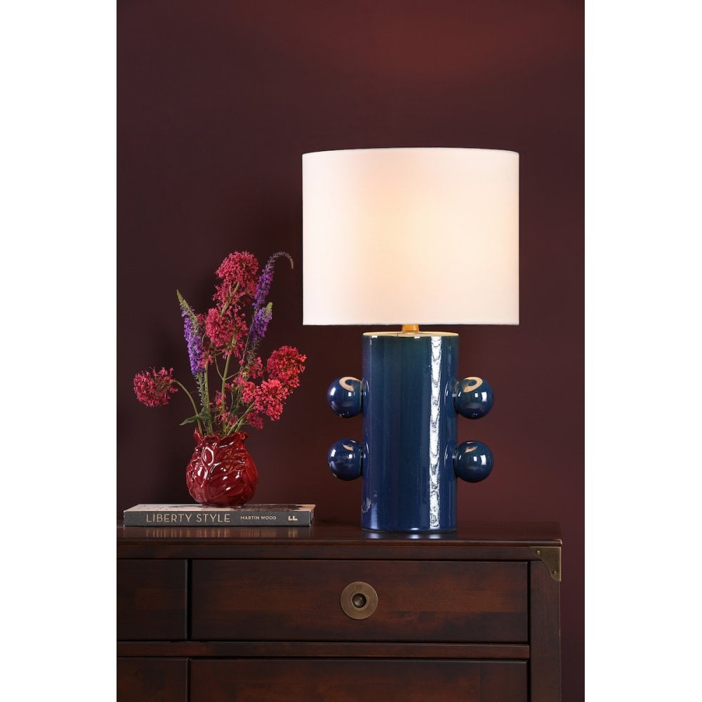 TIS4223 Tisha Table Lamp Blue and Polished Chrome With Shade