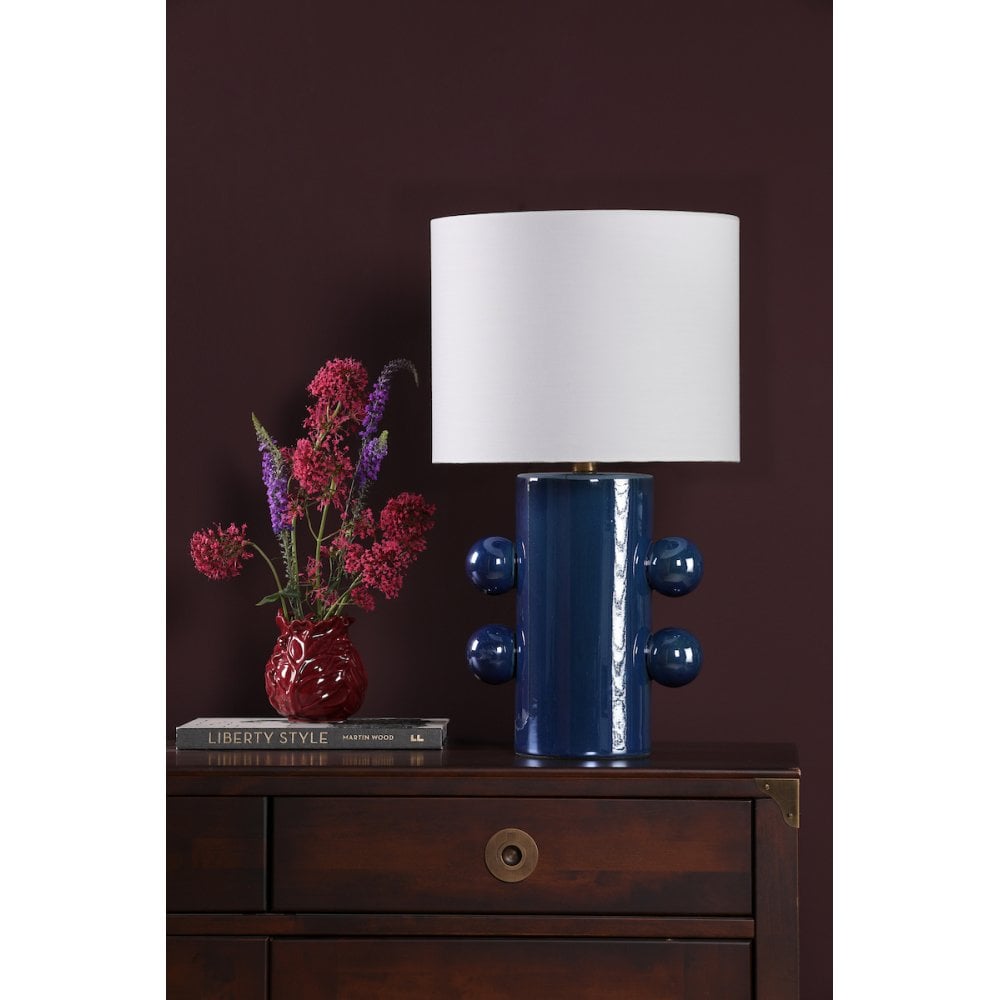 TIS4223 Tisha Table Lamp Blue and Polished Chrome With Shade