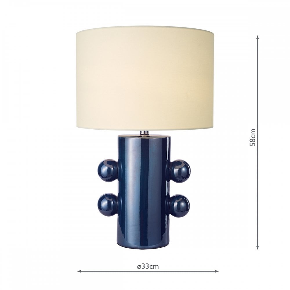 TIS4223 Tisha Table Lamp Blue and Polished Chrome With Shade