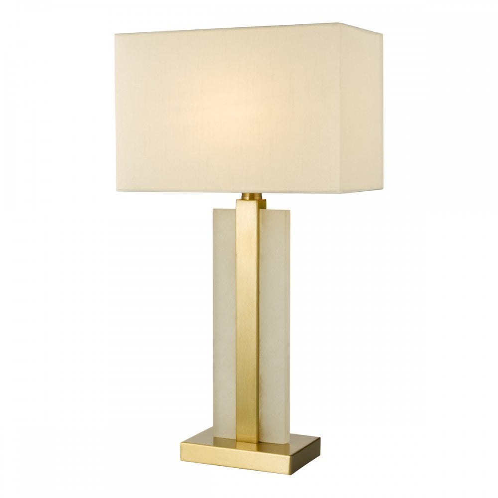 TOK4234 Tokori Table Lamp Alabaster and Brushed Gold With Shade