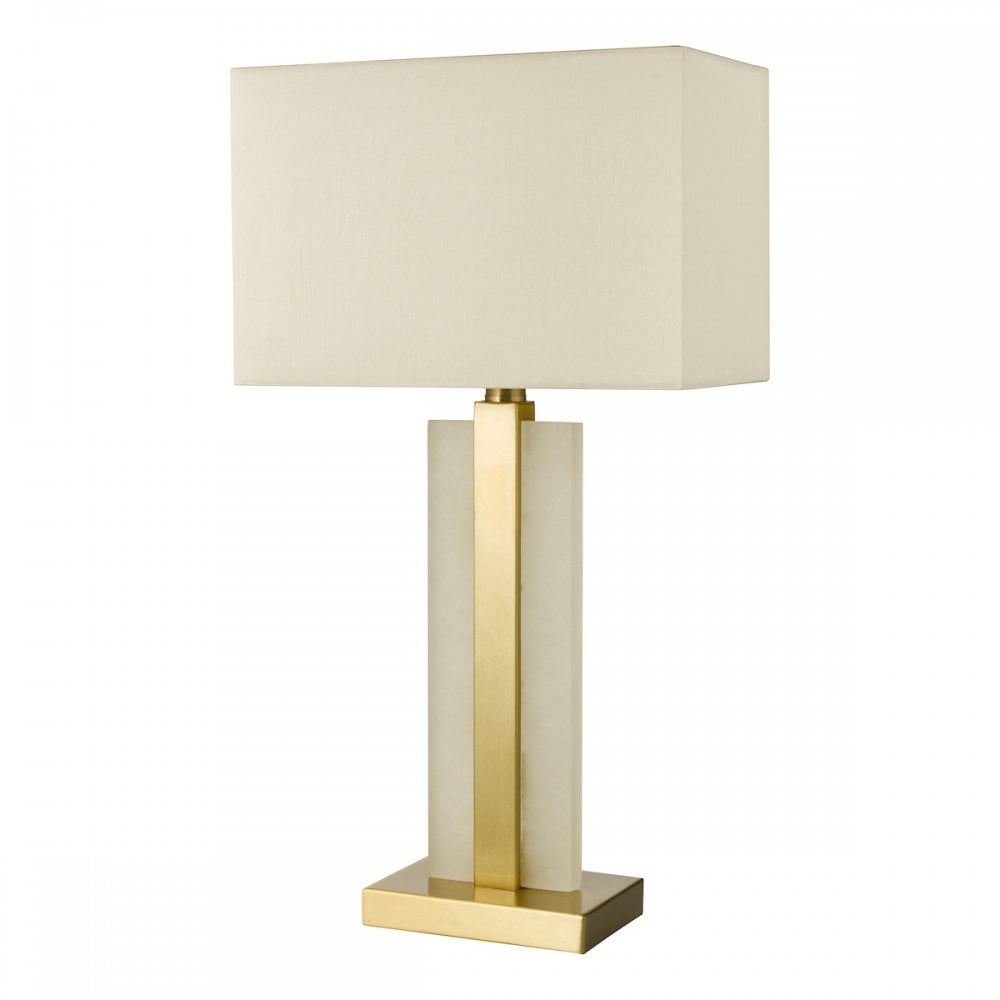 TOK4234 Tokori Table Lamp Alabaster and Brushed Gold With Shade