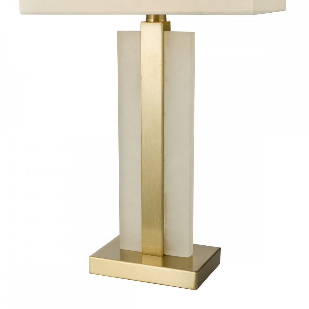 TOK4234 Tokori Table Lamp Alabaster and Brushed Gold With Shade