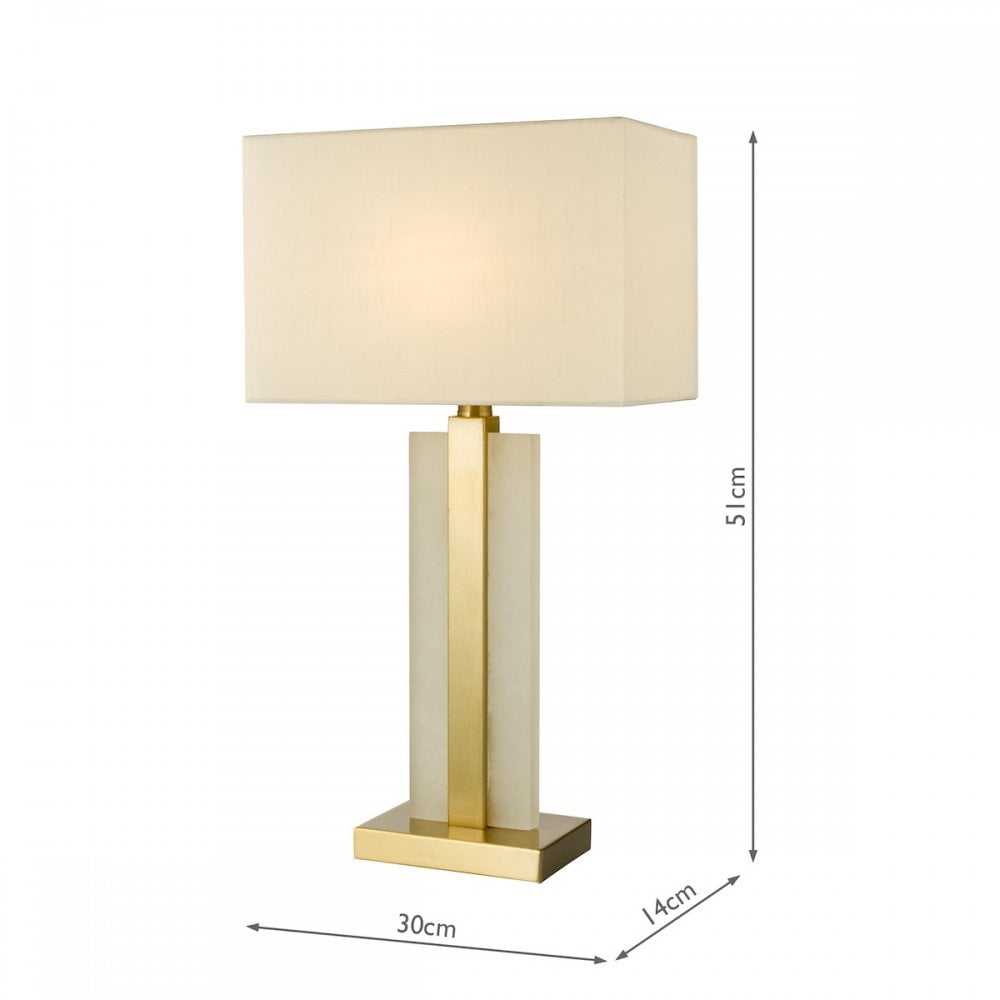 TOK4234 Tokori Table Lamp Alabaster and Brushed Gold With Shade