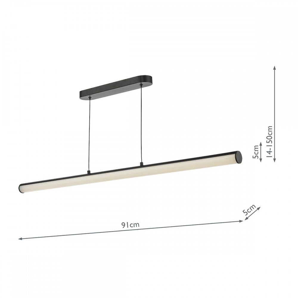 TUB6222 Tube Bar Pendant Satin Black and Opal LED