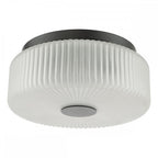 TWY5222 Twyman 3 Light Flush Satin Black and White Ribbed Glass IP44