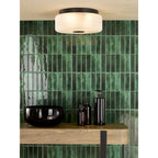 TWY5222 Twyman 3 Light Flush Satin Black and White Ribbed Glass IP44