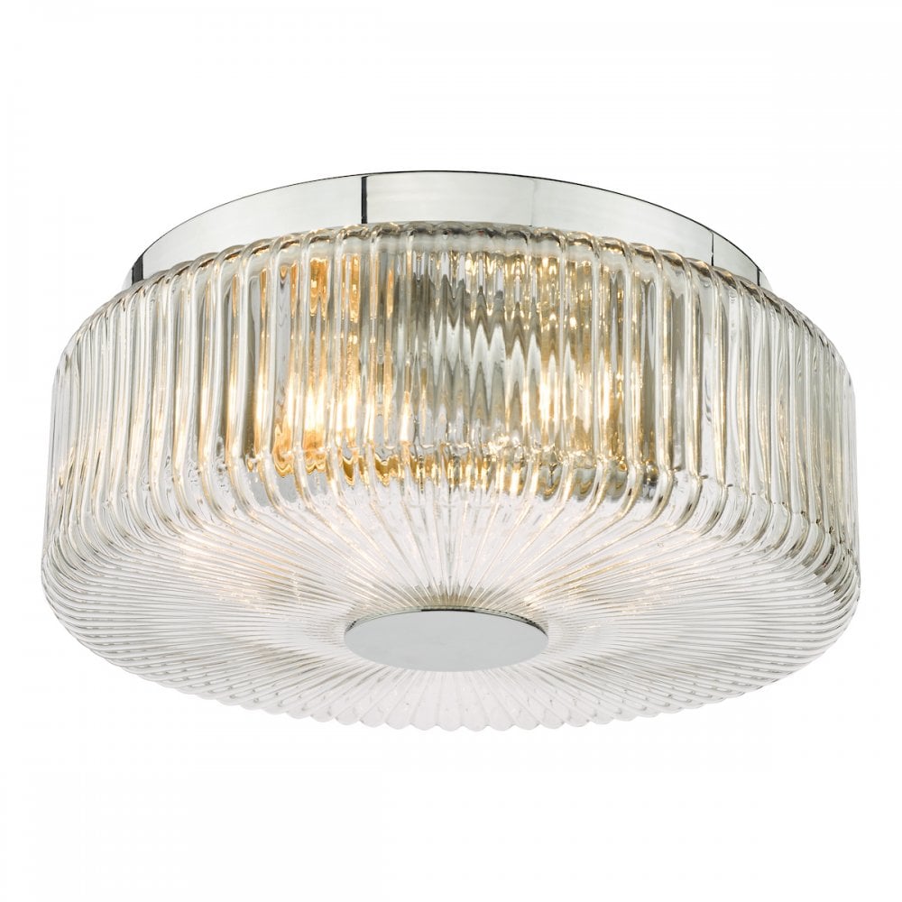 TWY5250 Twyman 3 Light Flush Polished Chrome and Ribbed Glass IP44