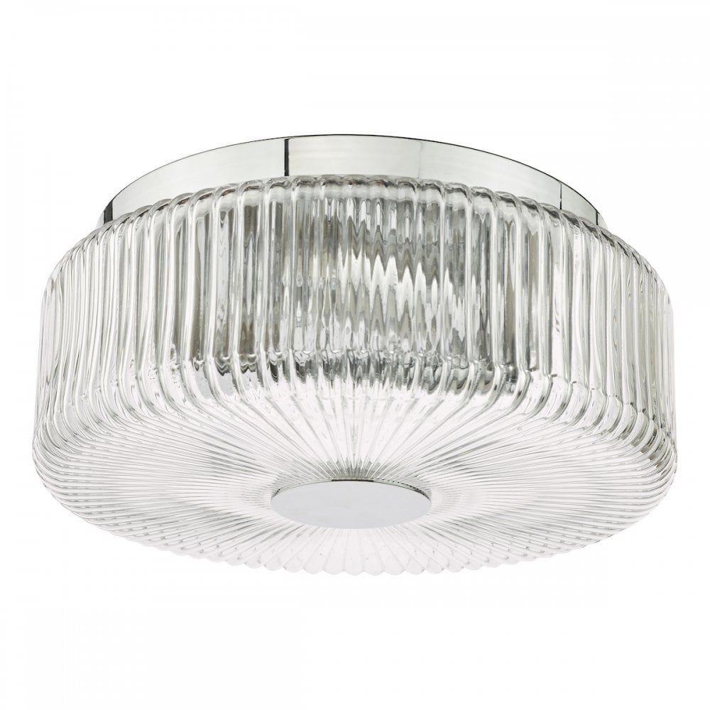 TWY5250 Twyman 3 Light Flush Polished Chrome and Ribbed Glass IP44
