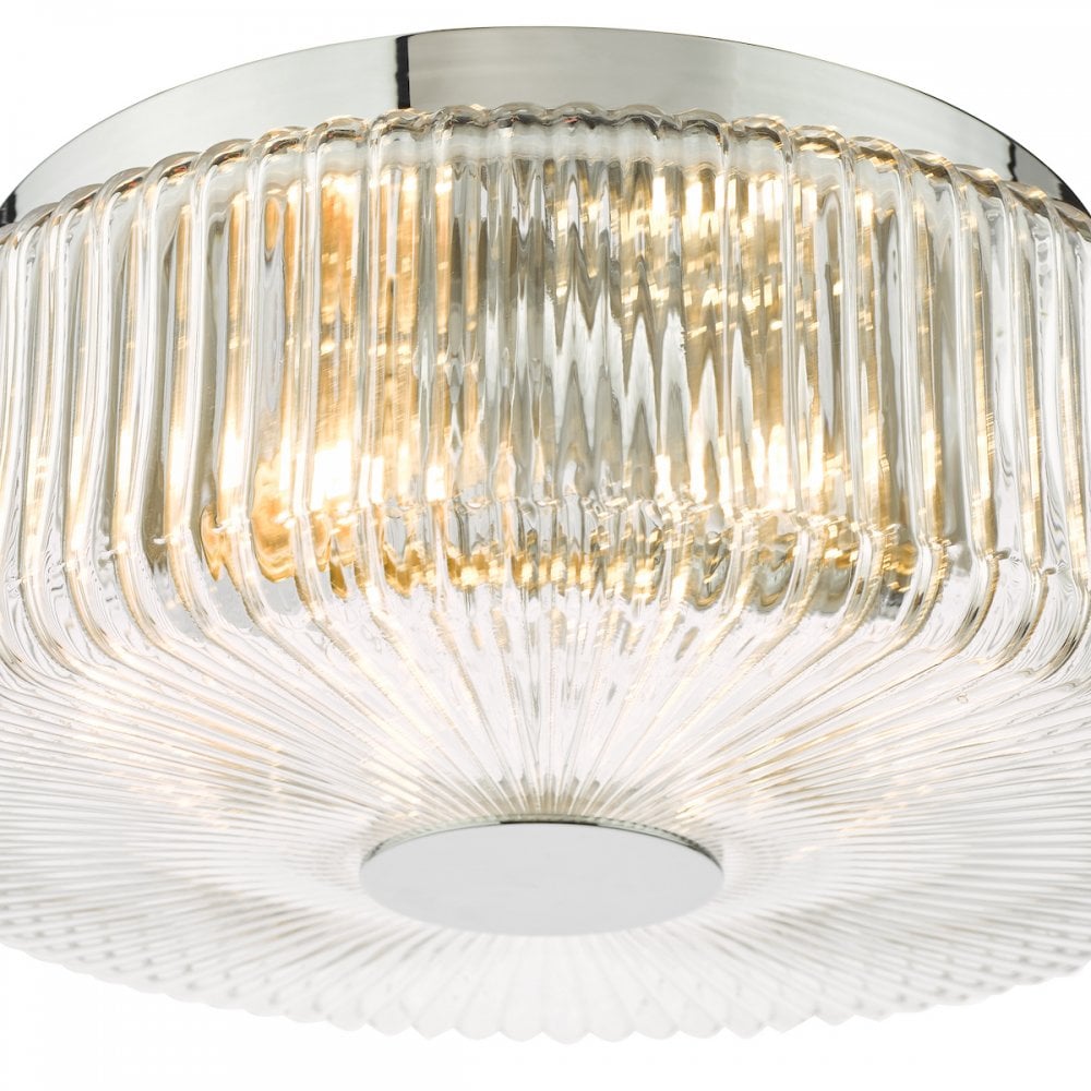 TWY5250 Twyman 3 Light Flush Polished Chrome and Ribbed Glass IP44