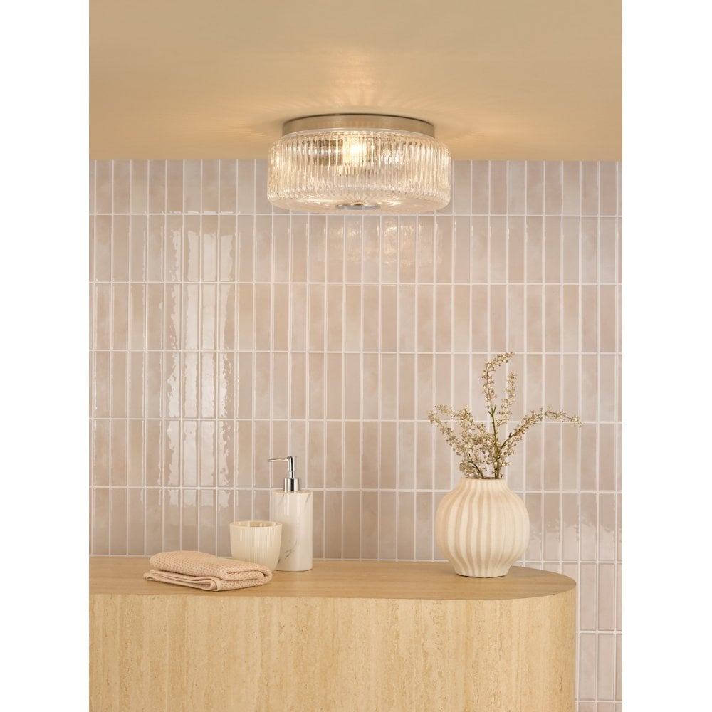 TWY5250 Twyman 3 Light Flush Polished Chrome and Ribbed Glass IP44