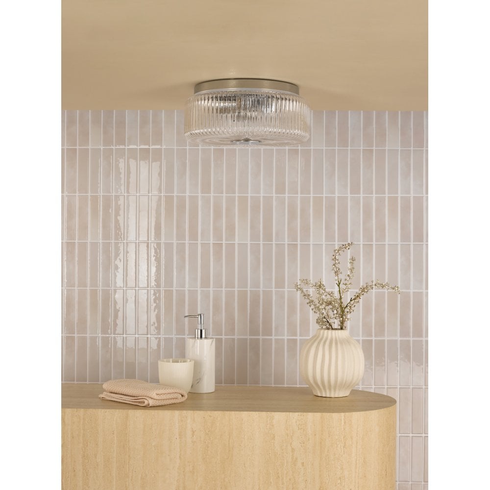 TWY5250 Twyman 3 Light Flush Polished Chrome and Ribbed Glass IP44