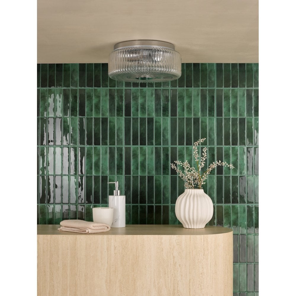 TWY5250 Twyman 3 Light Flush Polished Chrome and Ribbed Glass IP44