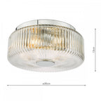 TWY5250 Twyman 3 Light Flush Polished Chrome and Ribbed Glass IP44
