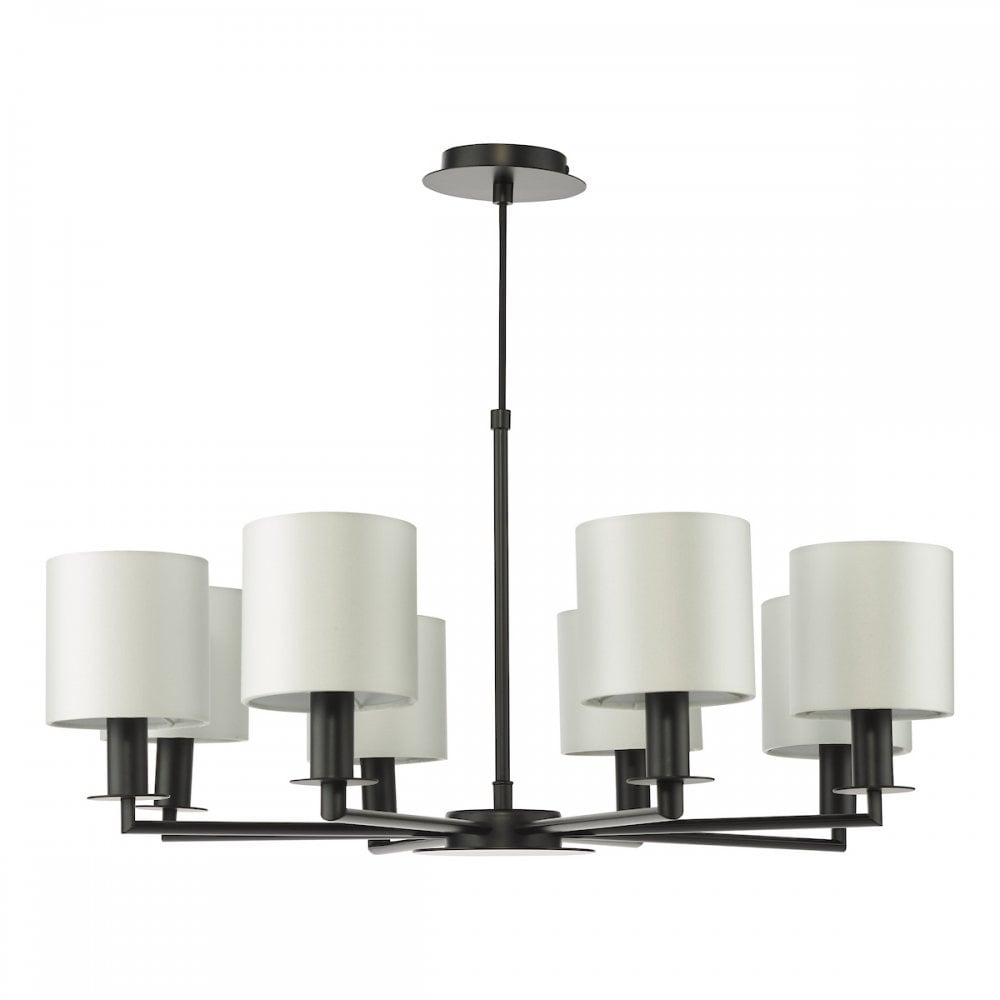 TYL0822-LYR2615 Tyler 8 Light Armed Pendant Matt Black With Shade