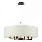 TYL6422 Tyler 6 Light Chadelier Matt Black and White With Shade