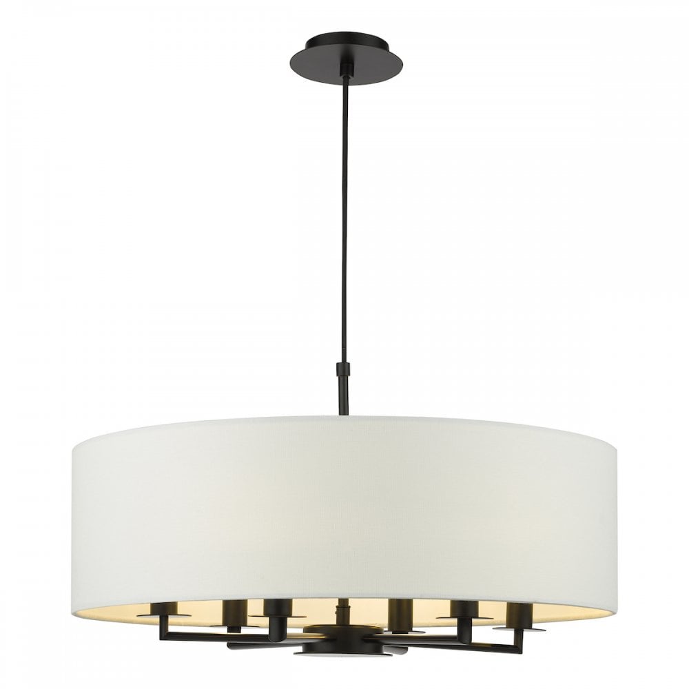 TYL6422 Tyler 6 Light Chadelier Matt Black and White With Shade