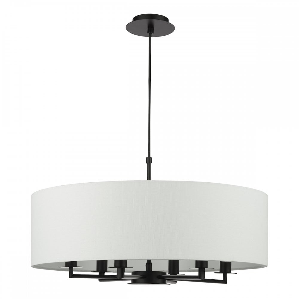 TYL6422 Tyler 6 Light Chadelier Matt Black and White With Shade
