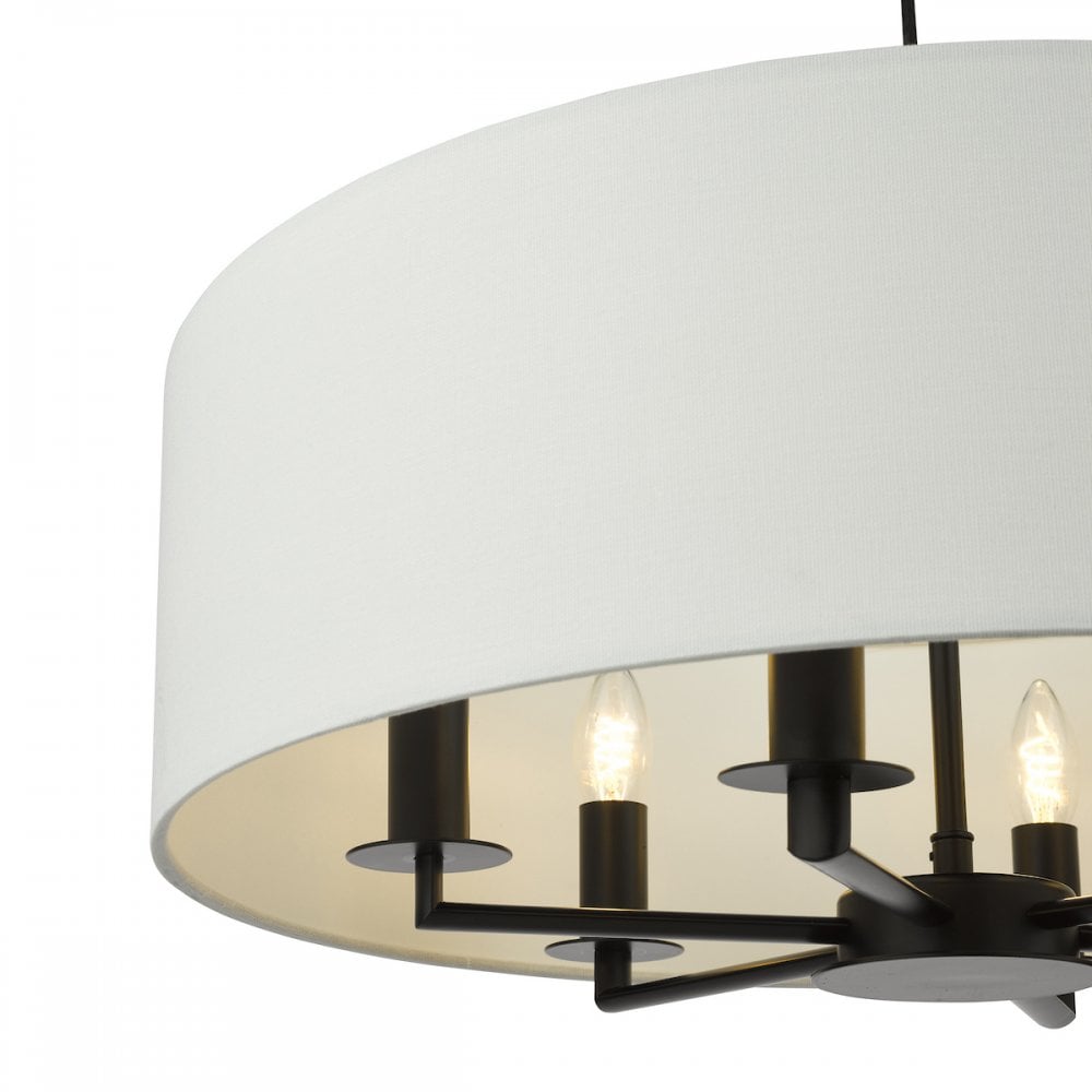 TYL6422 Tyler 6 Light Chadelier Matt Black and White With Shade