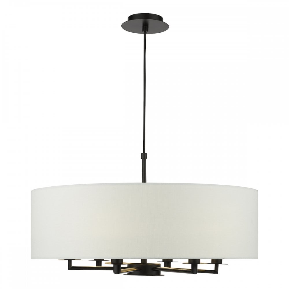 TYL6422 Tyler 6 Light Chadelier Matt Black and White With Shade