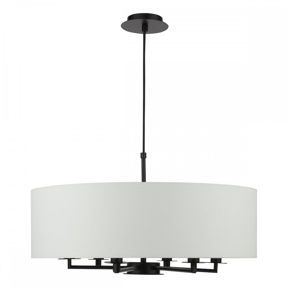 TYL6422 Tyler 6 Light Chadelier Matt Black and White With Shade