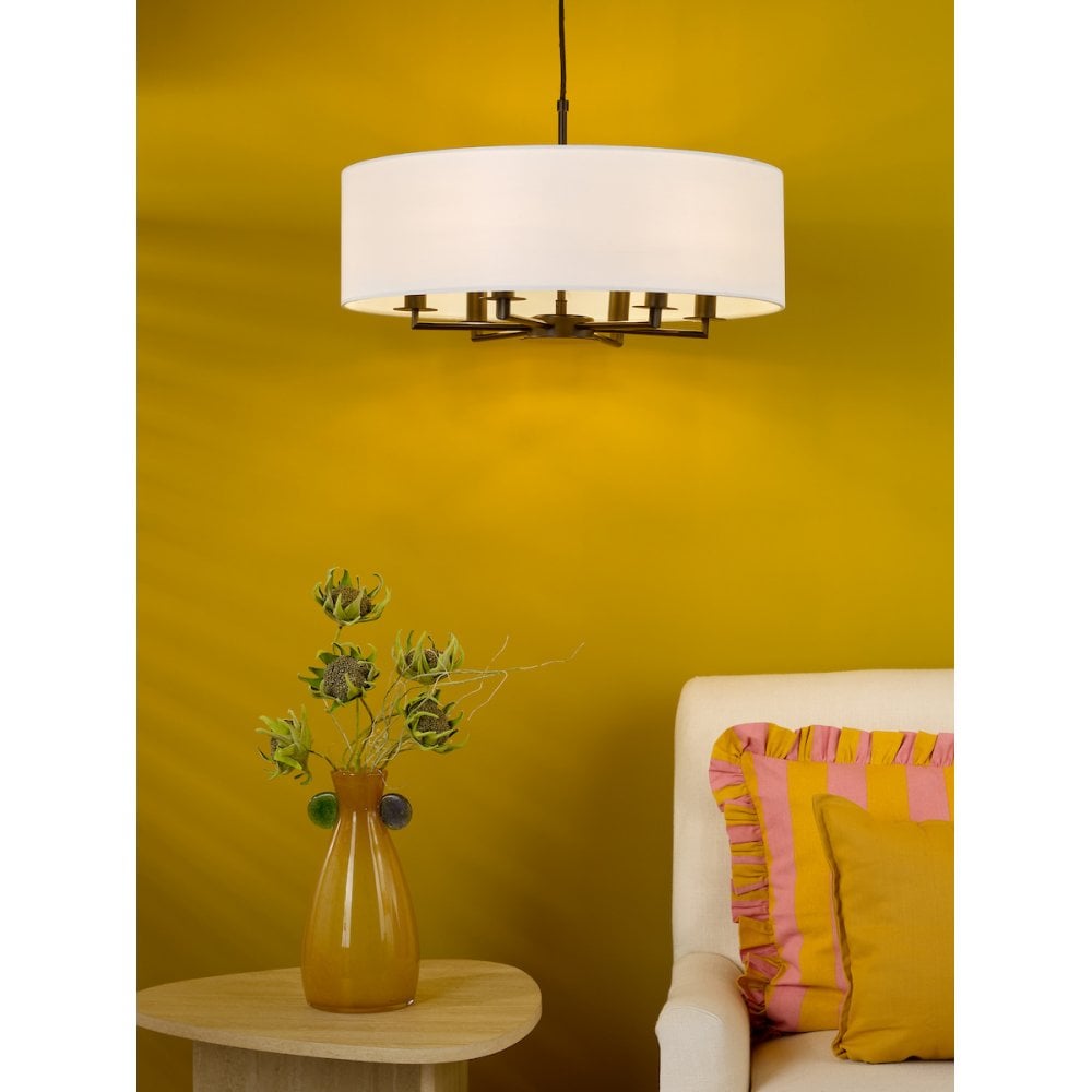 TYL6422 Tyler 6 Light Chadelier Matt Black and White With Shade